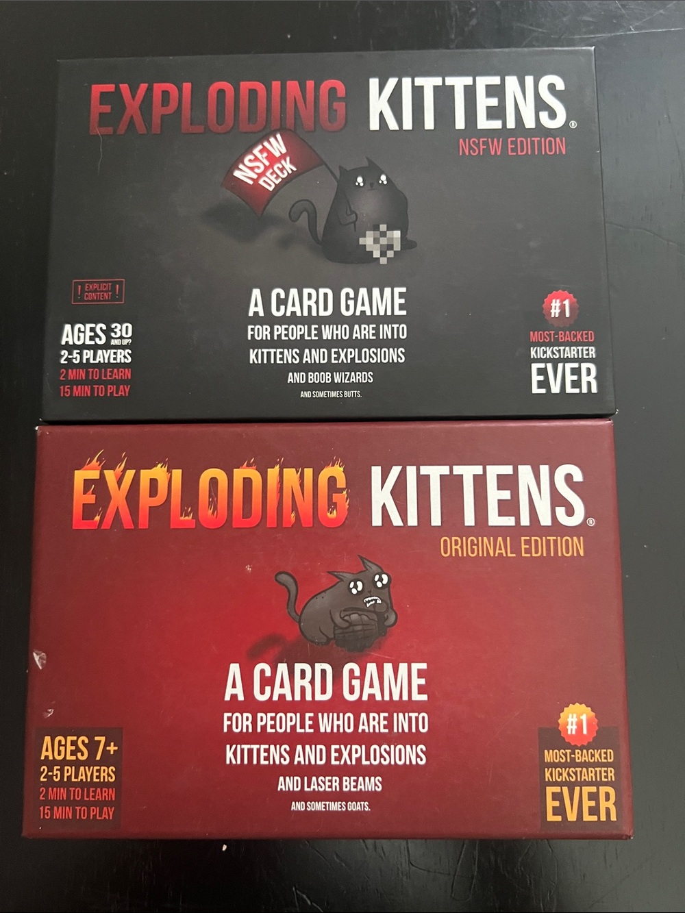 Exploding Kittens Card Game - Original & NSFW Editions (Black & Red)